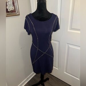 Navy Dress with Chain Detail